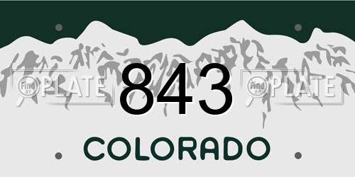 843 Colorado License Plate