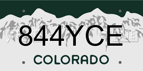 844YCE Colorado License Plate
