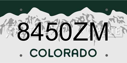 8450ZM Colorado License Plate