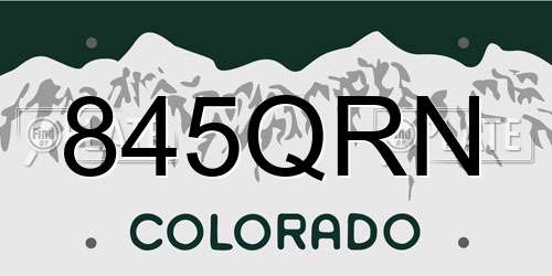 845QRN Colorado License Plate