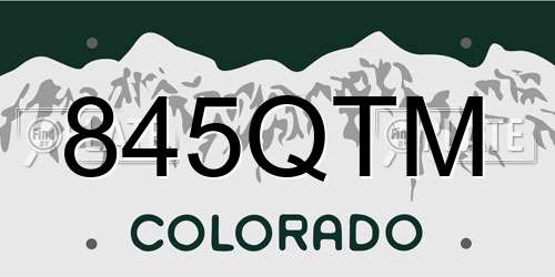 845QTM Colorado License Plate