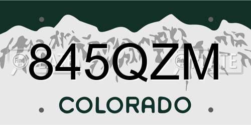 845QZM Colorado License Plate