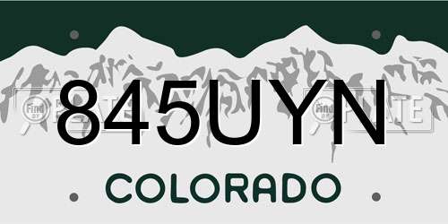 845UYN Colorado License Plate