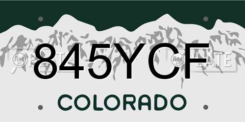 845YCF Colorado License Plate