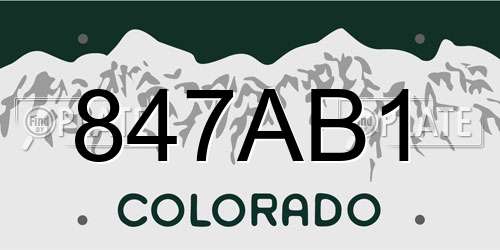 847AB1 Colorado License Plate