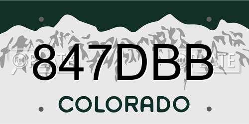 847DBB Colorado License Plate