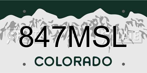 847MSL Colorado License Plate