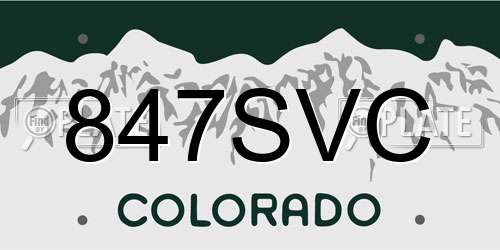 847SVC Colorado License Plate