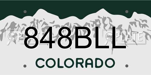 848BLL Colorado License Plate