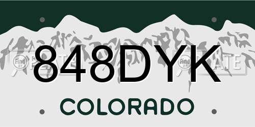 848DYK Colorado License Plate