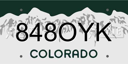 848OYK Colorado License Plate
