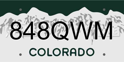 848QWM Colorado License Plate