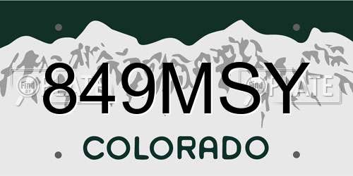 849MSY Colorado License Plate