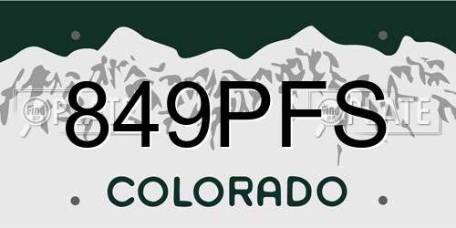 849PFS Colorado License Plate