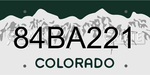 84BA221 Colorado License Plate