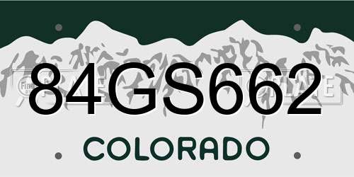 84GS662 Colorado License Plate