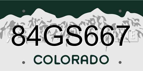 84GS667 Colorado License Plate