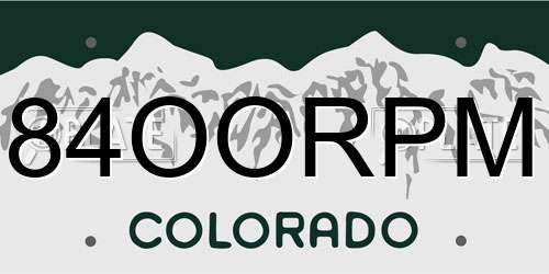 84OORPM Colorado License Plate
