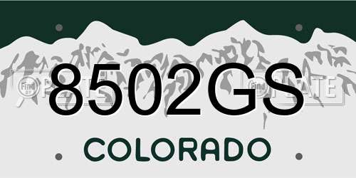 8502GS Colorado License Plate