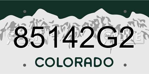 85142G2 Colorado License Plate
