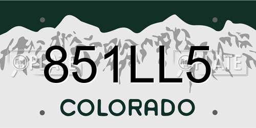 851LL5 Colorado License Plate