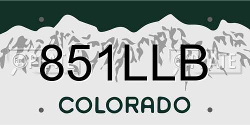 851LLB Colorado License Plate