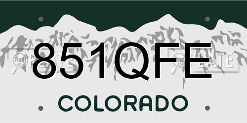 851QFE Colorado License Plate