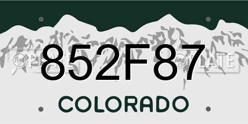 852F87 Colorado License Plate