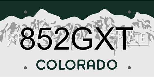 852GXT Colorado License Plate