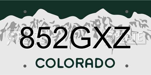 852GXZ Colorado License Plate