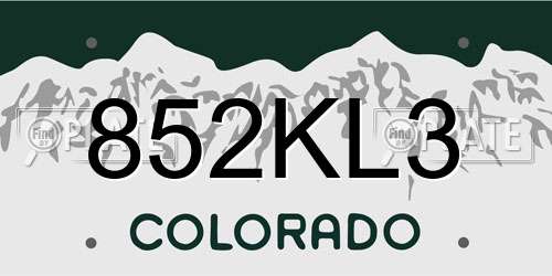 852KL3 Colorado License Plate
