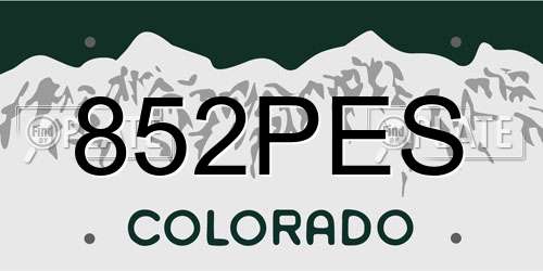 852PES Colorado License Plate
