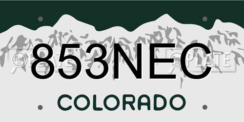 853NEC Colorado License Plate