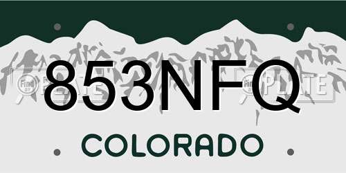 853NFQ Colorado License Plate