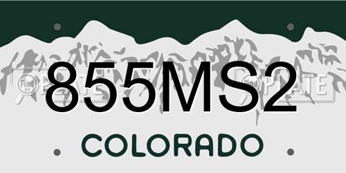 855MS2 Colorado License Plate