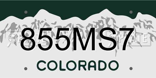 855MS7 Colorado License Plate
