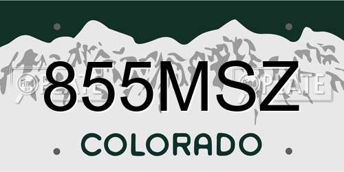 855MSZ Colorado License Plate