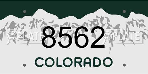 8562 Colorado License Plate
