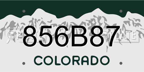 856B87 Colorado License Plate