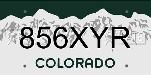 856XYR Colorado License Plate