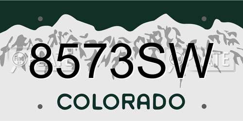 8573SW Colorado License Plate