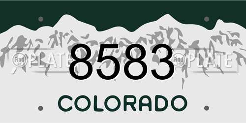 8583 Colorado License Plate