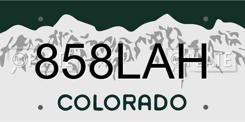858LAH Colorado License Plate
