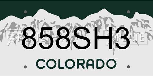 858SH3 Colorado License Plate