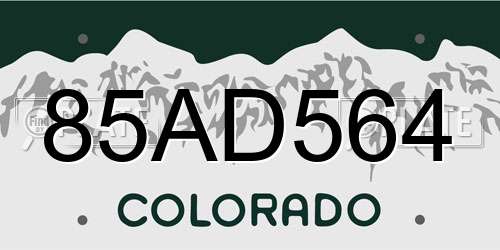 85AD564 Colorado License Plate