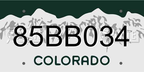 85BB034 Colorado License Plate