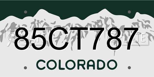 85CT787 Colorado License Plate