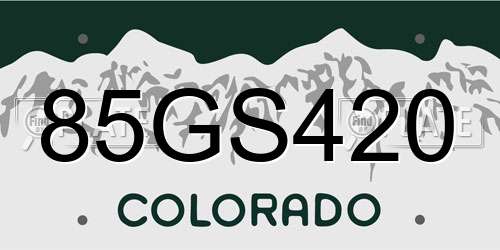 85GS420 Colorado License Plate