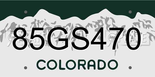 85GS470 Colorado License Plate
