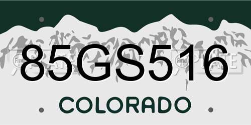 85GS516 Colorado License Plate